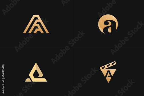 A Letter Gold - 4 in 1 Logo Brand Set	