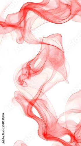 Red Smoke on White Background, Abstract Image, Texture, Pattern, Wallpaper, Cover and Screen of Smartphone, Cell Phone, Computer, Laptop, 9:16 and 16:9 Format