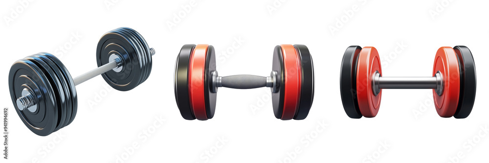 Set of A 3D icon of weightlifting isolated on transparent background Set of A 3D icon of weightlifting isolated on transparent background