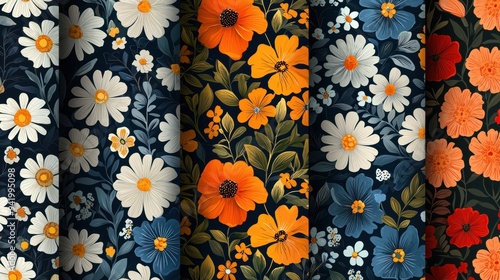 Wallpaper Mural Delicate Vector Floral Pattern Swatches for Seamless Designs Torontodigital.ca