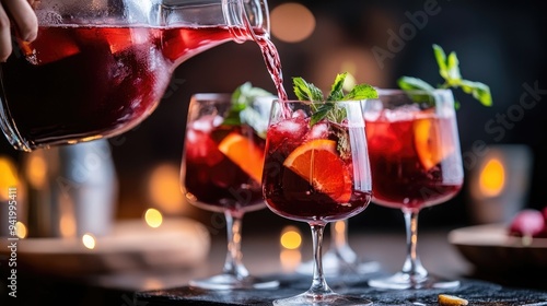 Refreshing Sangria Cocktails with Orange and Mint