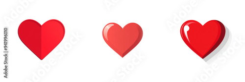  Set of A minimalist heart icon isolated on transparent background