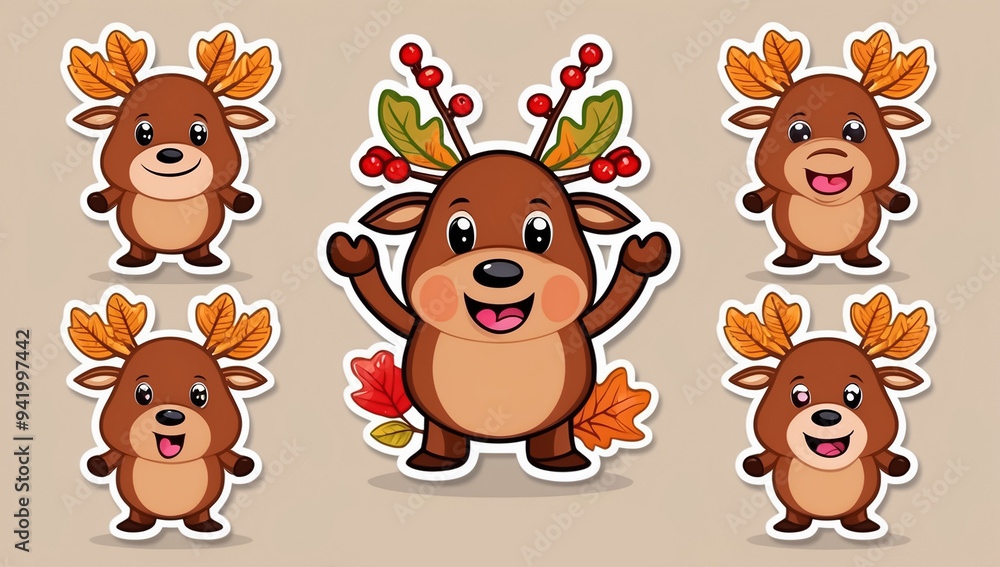 sticker set, different cute funny Elk sticker set, different cute funny Elk