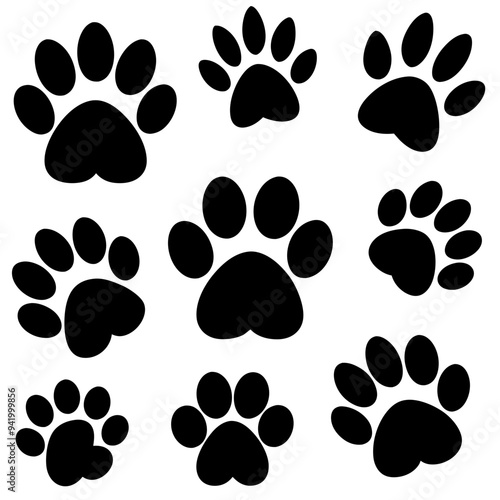 Various Animal Paw Print Vector Designs