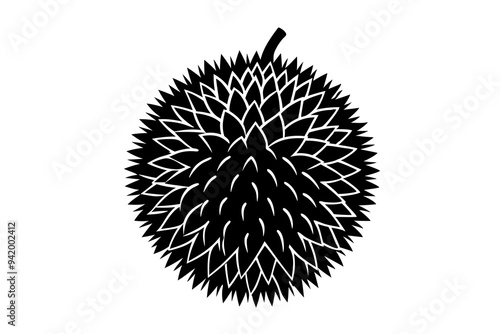 Durian silhouette vector art illustration on a white background