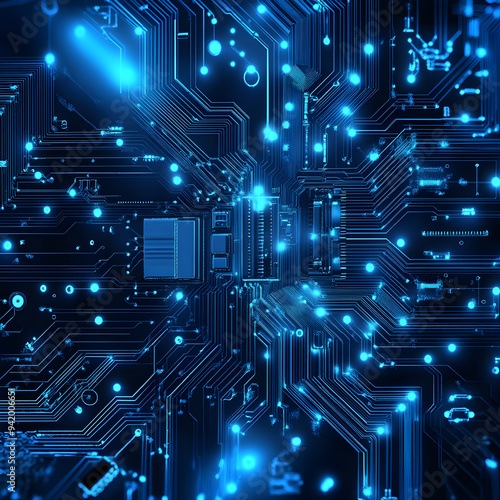 Blue circuit board background with a modern abstract technology theme image