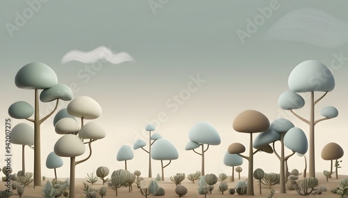 3d cute simple forest scene background