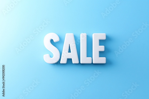 SALE lettering in white letters on a blue background. Information about the sale. Black Friday, seasonal and Christmas sale. Sale sign.