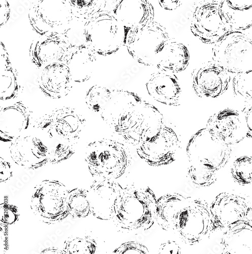 Monochrome texture composed of irregular graphic elements. Distressed uneven grunge background. Abstract vector illustration. Overlay for interesting effect and depth. Isolated on white background.