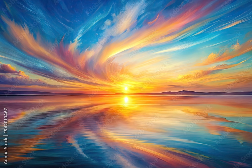 Obraz premium Zen Sunrise Ritual: Meditative, serene, soft pastels, fluid brushstrokes, abstract nature