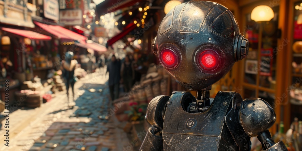 Cinematic Sci-Fi Scene of Photorealistic Robotics Factory in 2050, Capturing the Intersection of Technology and Organic Design Cinematic Sci-Fi Scene of Photorealistic Robotics Factory in 2050, Capturing the Intersection of Technology and Organic Design
