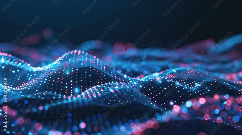 Abstract Digital Landscape with Glowing Particles Abstract Digital Landscape with Glowing Particles