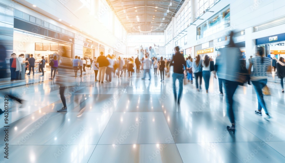 A group of people walking through a large shopping mall. AI. A group of people walking through a large shopping mall. AI.