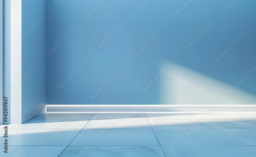 Universal Minimalistic Blue Background for Presentations, Featuring a Light Blue Wall with Built-In Lighting and a Smooth Floor, Ideal for Professional and Elegant Visuals Universal Minimalistic Blue Background for Presentations, Featuring a Light Blue Wall with Built-In Lighting and a Smooth Floor, Ideal for Professional and Elegant Visuals