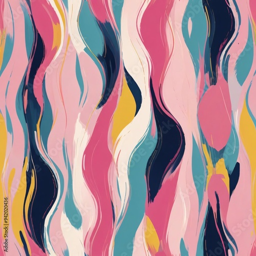 painting wavy colorful abstract lines in pink cyan and purple