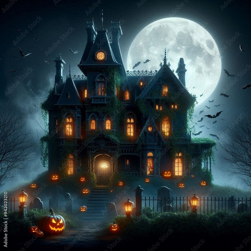 Spooky Haunted House Halloween Background Spooky Haunted House Halloween Background
