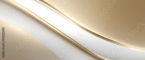 Abstract white gold Gradient background luxury with golden line wave that looks modern blurry background. ai