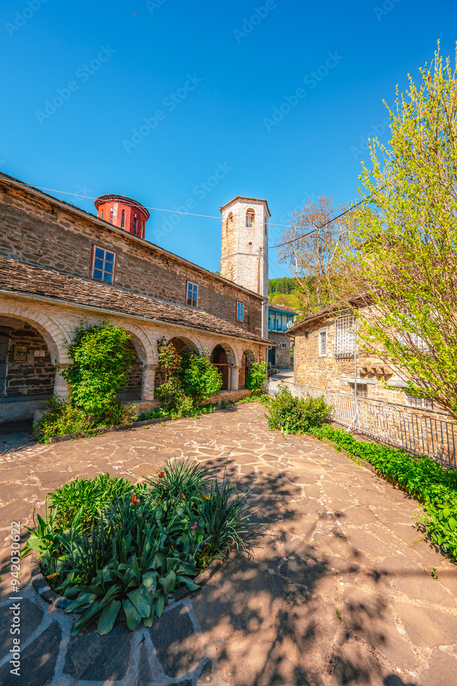 Naklejka premium Traditionally houses in the mountains village of Tsepelovo,, Zagori, Greece, near vikos george