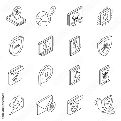 Pack of Protection Flat Icon 

