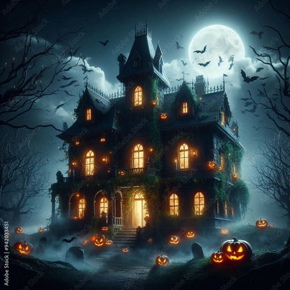 Spooky Haunted House Halloween Background Spooky Haunted House Halloween Background