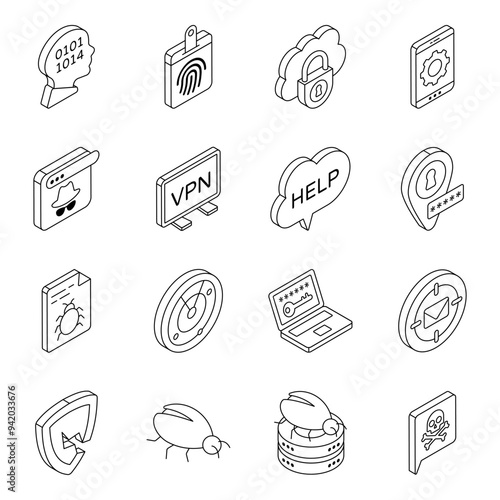 Pack of Internet Security Flat Icon