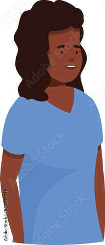 Young female nurse with scrubs standing with her hands in her pockets and smiling
