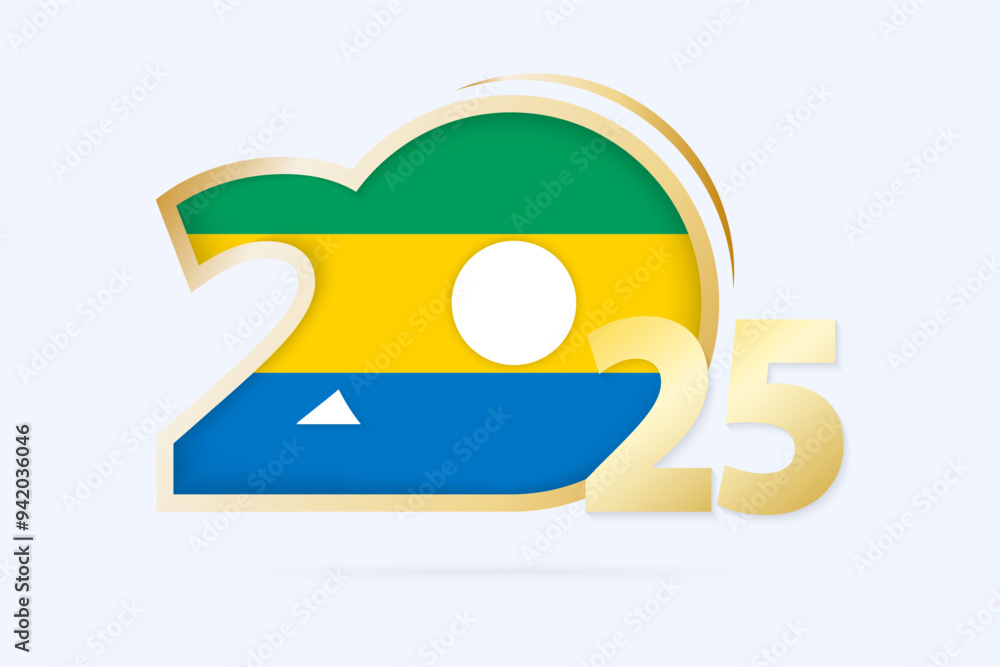 Year 2025 with Gabon Flag pattern. Year 2025 with Gabon Flag pattern.