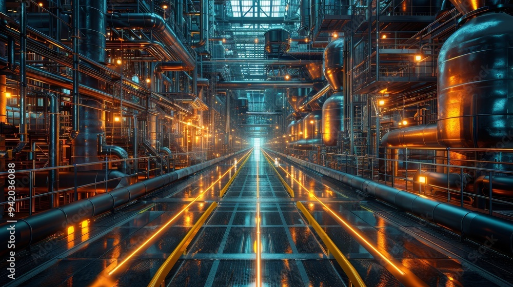 Smart digital factory showcasing advanced technology and automation in a high-tech environment, captured in a raw and detailed style. Smart digital factory showcasing advanced technology and automation in a high-tech environment, captured in a raw and detailed style.