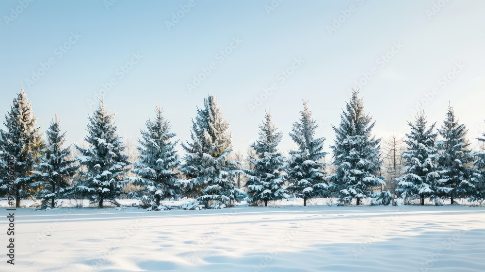 Snow Covered Pine Trees in a Winter Landscape Snow Covered Pine Trees in a Winter Landscape