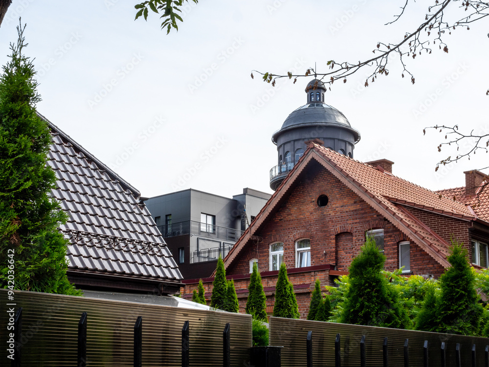 Fototapeta premium Zelenogradsk cityscape with water tower