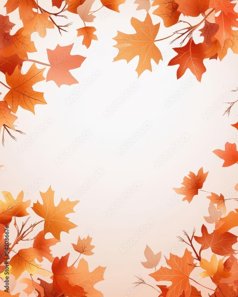 Fototapeta premium The Autumnal forest with changing leaves showcases nature's cycle, providing ample space for text and illustration.
