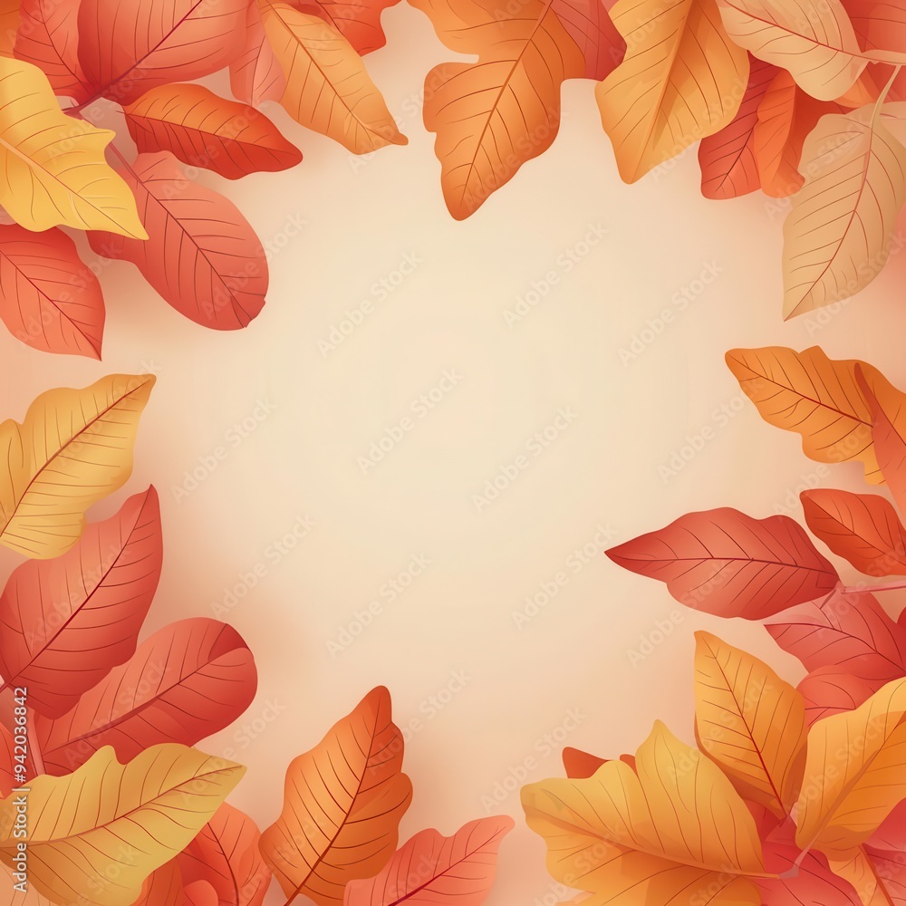 Fototapeta premium As the autumnal equinox approaches, the vibrant leaves signal a natural change, creating space for text and illustration.