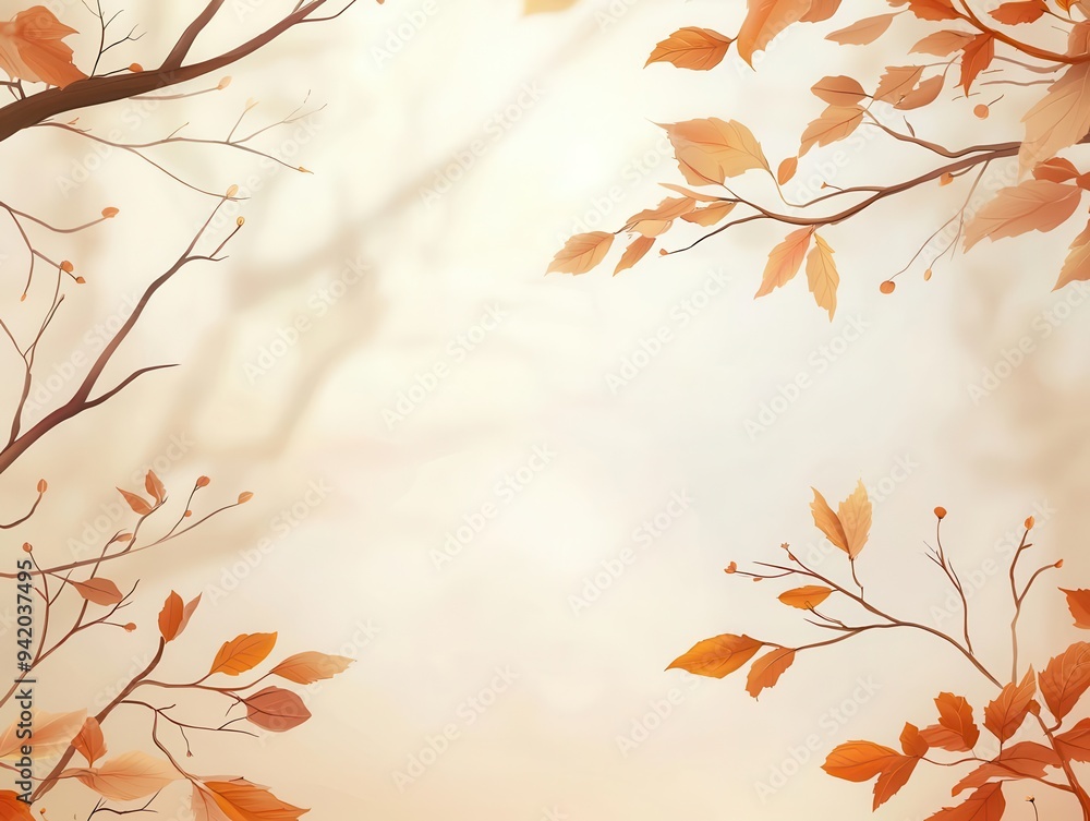 Autumn equinox with warm tones, serene scene with room for text, illustration. Autumn equinox with warm tones, serene scene with room for text, illustration.