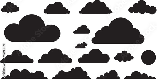 set of cloud icon silhouette