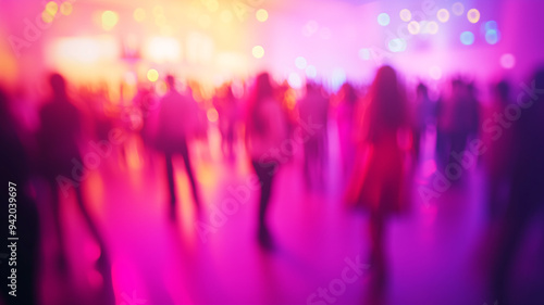 Wallpaper Mural Blurry concert images with people and vibrant neon stage lights Torontodigital.ca