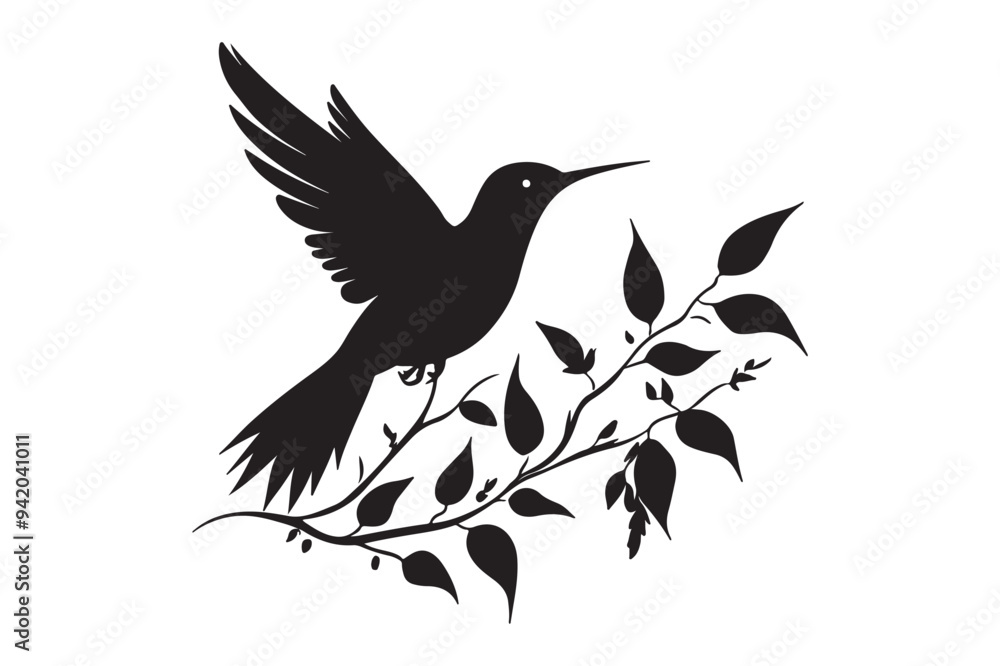 Obraz premium Hummingbird silhouette vector