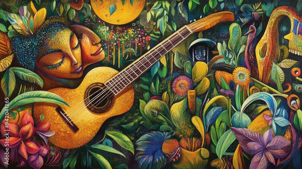 Obraz premium Musical Interlude in a Lush Garden