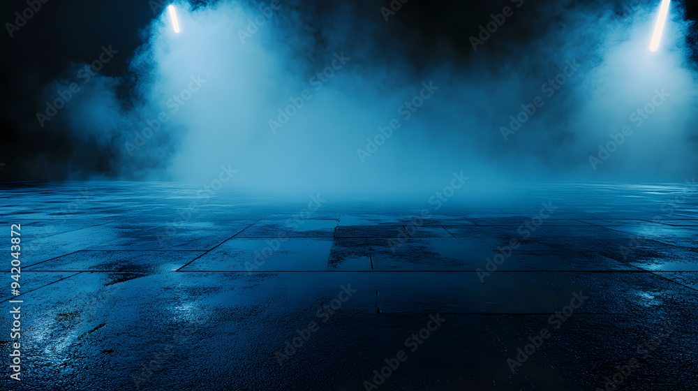 Concrete black fog neon dark asphalt cool smoke concept wet floor lights cement street art 3D background background rendering bright environment abstract effect black empty asphalt old blue design. Concrete black fog neon dark asphalt cool smoke concept wet floor lights cement street art 3D background background rendering bright environment abstract effect black empty asphalt old blue design.