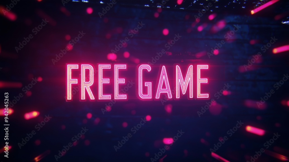 Free Game neon text with glitch and motion blur effects background. Free Game neon design for digital games. Free Game neon text with glitch and motion blur effects background. Free Game neon design for digital games.