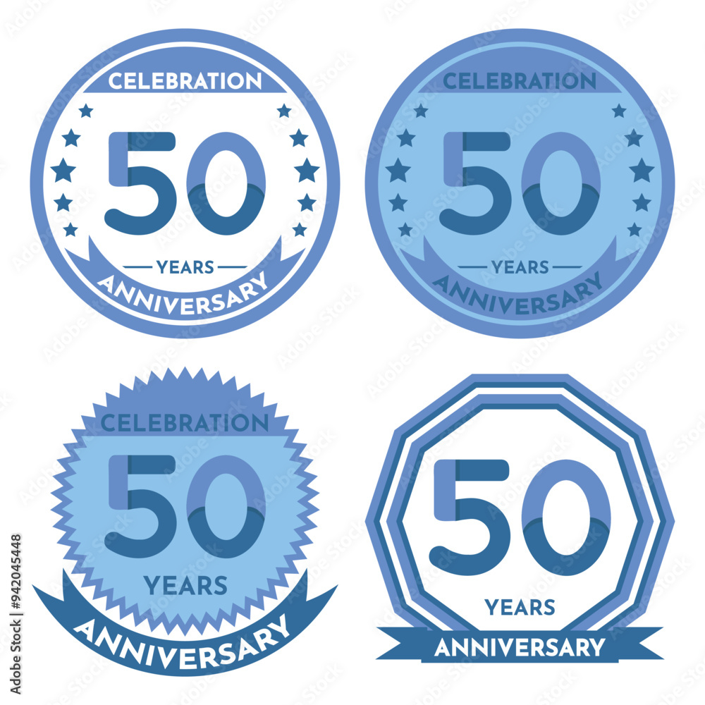 custom made wallpaper toronto digitalCelebration 50 Years Anniversary - Blue Seals, 4 Variations, Blue and Transparent Seals.