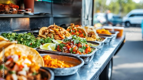 Food truck with a southwestern theme, serving spicy, flavorful dishes, bold flavors, regional cuisine