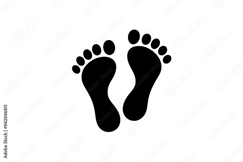 Human foot silhouette icon on a white background Human foot silhouette icon on a white background