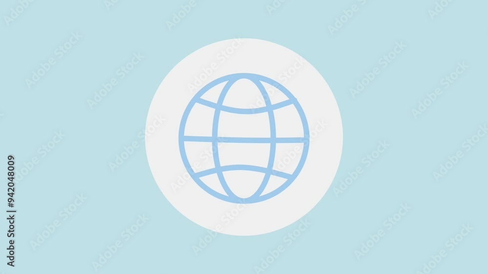 Globe icon appearing on the screen. Global, international or worldwide. Light blue background and green screen background. Globe icon appearing on the screen. Global, international or worldwide. Light blue background and green screen background.