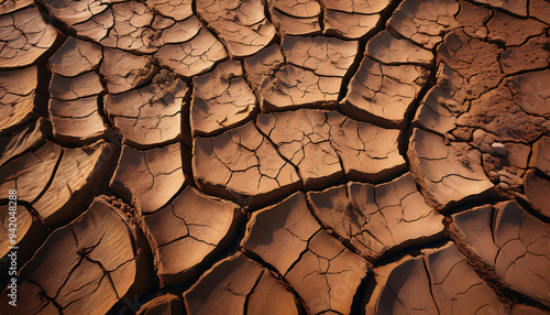  textured background of cracked, dry earth, showing deep fissures and parched soil