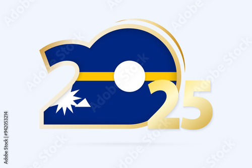 Year 2025 with Nauru Flag pattern. photo