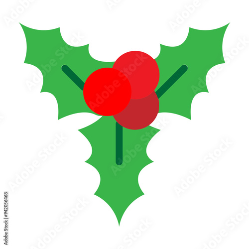 Holly Vector Flat Icon Design