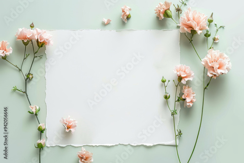 Floral Frame with White Paper.