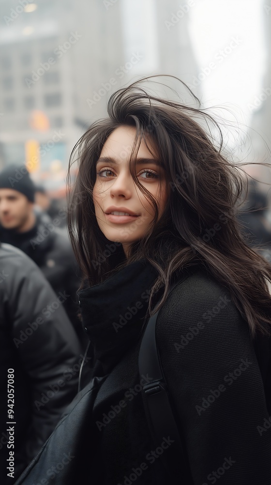 woman long hair walking crowded city portrait princess short curly smiling face makeup desirable insane smile dating woman long hair walking crowded city portrait princess short curly smiling face makeup desirable insane smile dating
