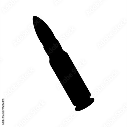 One machine gun bullet silhouette vector illustration design on white background.