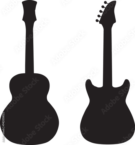 Set of guitar icon silhouette silhouette isolated on white background
